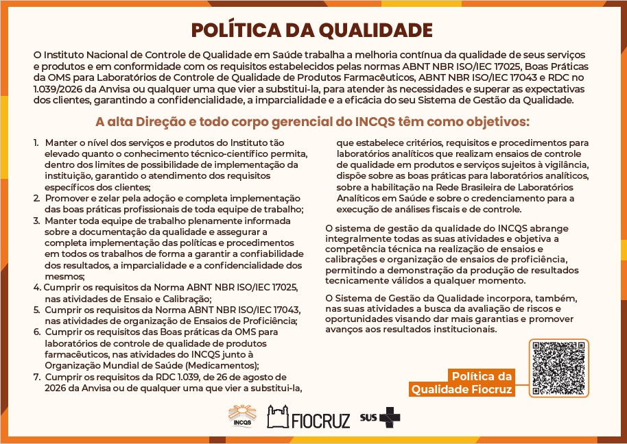 política qualidade incqs 2026